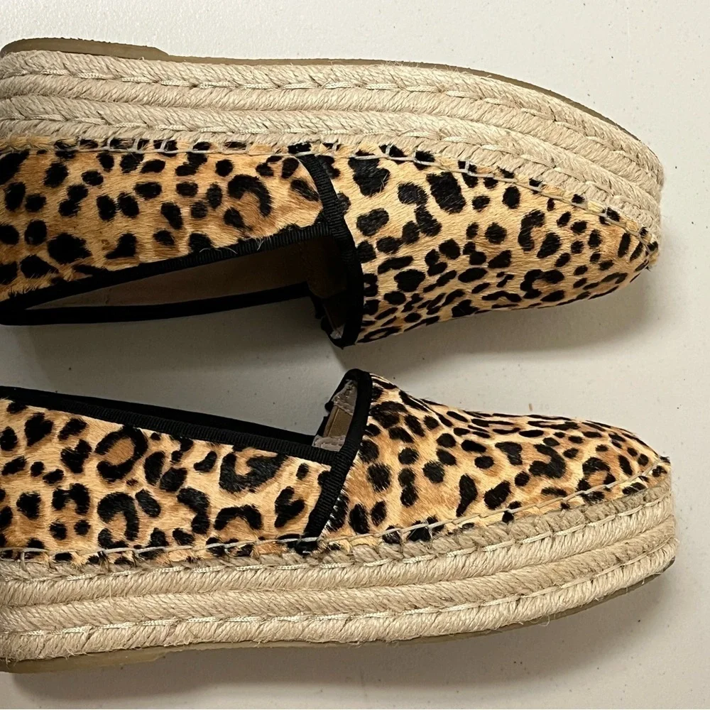 Steve Madden Alexia Leopard Print Calf Hair Platform Espadrille Flat size 9.5M